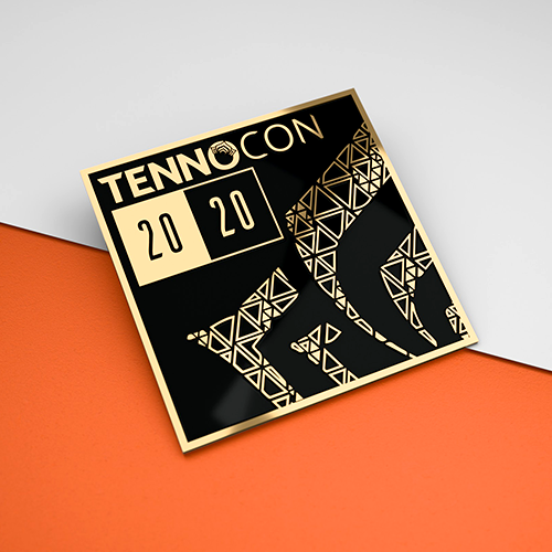 2020 TennoCon pin with gold plating and black enamel