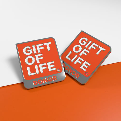 Gift of life logo pins designed for donors.