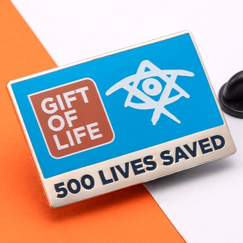 gift of life marrow registry 500 lives saved lapel pin